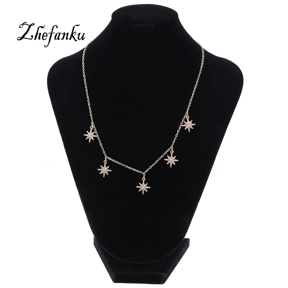 Simple Star Shape Choker Necklaces For font b Women b font Metal Stars Pendant Fashion font