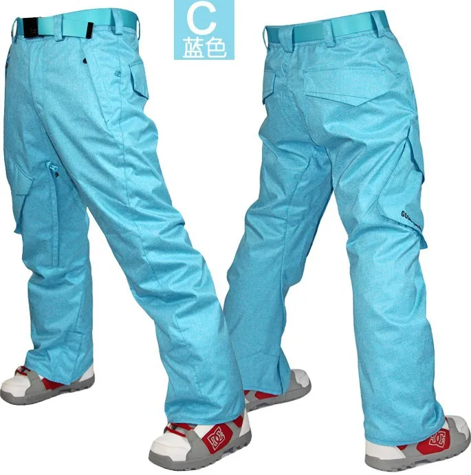 Мужские синие лыжные брюки, мужские лыжные брюки для скейтбординга, мужские серые стеганые зимние штаны, лыжные слаксы, водонепроницаемые, 10 K, теплые лыжные брюки jupon - Цвет: Синий