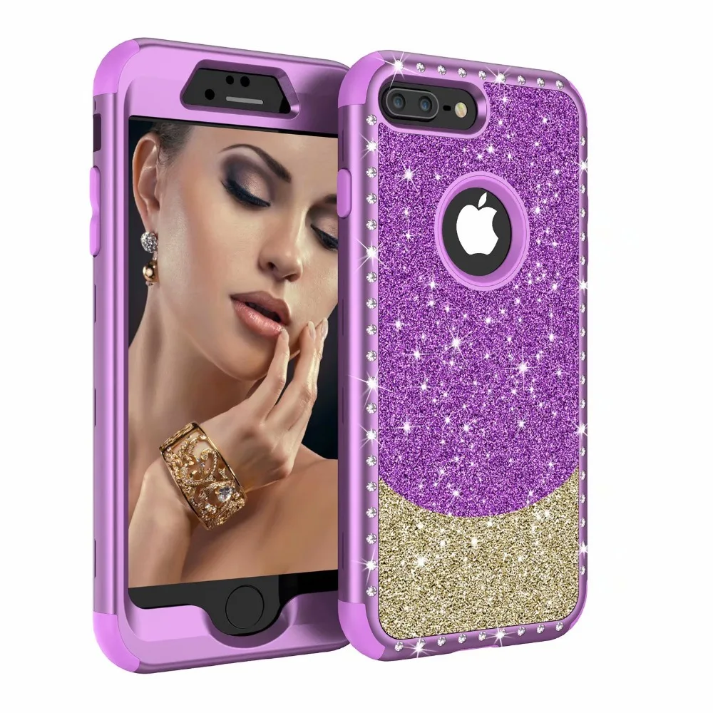 

For iPhone 8 Plus 8 7 7Plus Cover UYFRATE Hybrid Rhinestone Glitter Silicone Full Protective Case Funda For iPhone 6 6S 6 Plus
