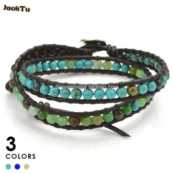 

mix green beads double wrap bracelet unisex for men and woman
