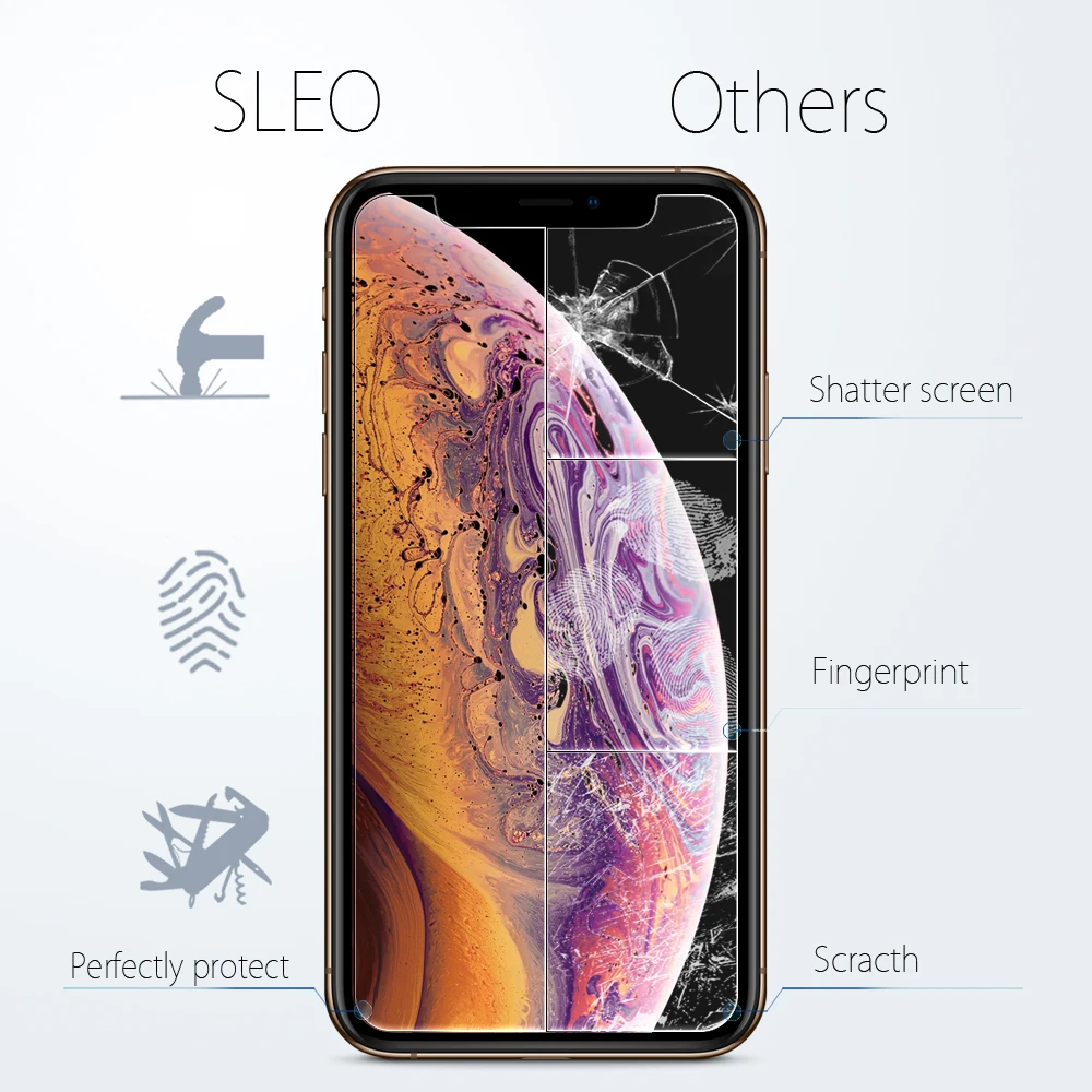 SLEO шт. 2 шт закаленное стекло для iPhone XS Max XR протектор экрана Xs Защитное Xr