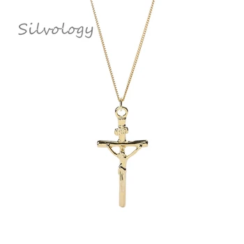 

Silvology 925 Sterling Silver Creative Cross Pendant Necklace Gold Female Christian Elegant Necklace Festival Fine Jewelry Gift