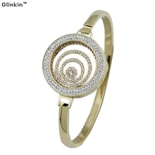 Glinkin 316l brazalete de acero inoxidable para las mujeres de Oro Multi Círculo 30 MM Portamonedas Imán Brazalete de Acero Inoxidable Con 25mm de La Moneda