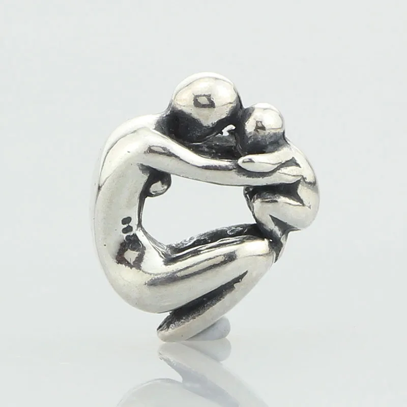 925 Sterling Silver Maternity Mother and Baby Charm Beads Fit European 3.0mm Bracelet Jewelry