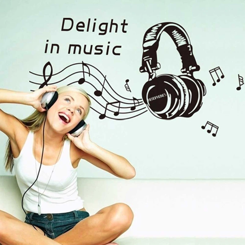 Music Wall Stickers MUSIC NOTES Headset Wall Sticker Home Mural Decal