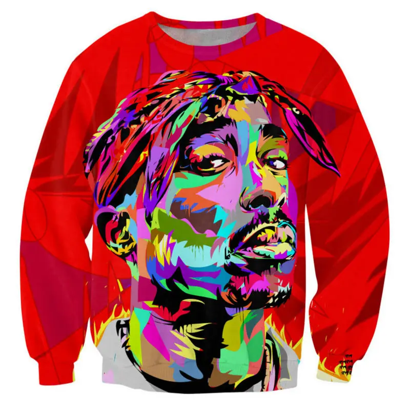 

CJLM 2019 Unisex 3d Hoodies Tupac Funny Red Face Character Tie Dye Printing Sweatshirts Casual Tie-dye Tops Mens Hip Hop Sweats