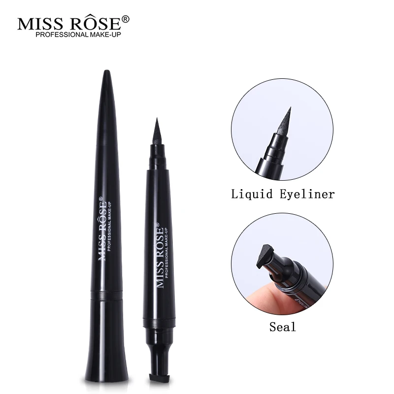 Miss Rose черная жидкая подводка для глаз водостойкая 2 в 1 карандаш для макияжа+ гелевая подводка для век стойкая Дымчатая Татуировка печать косметика