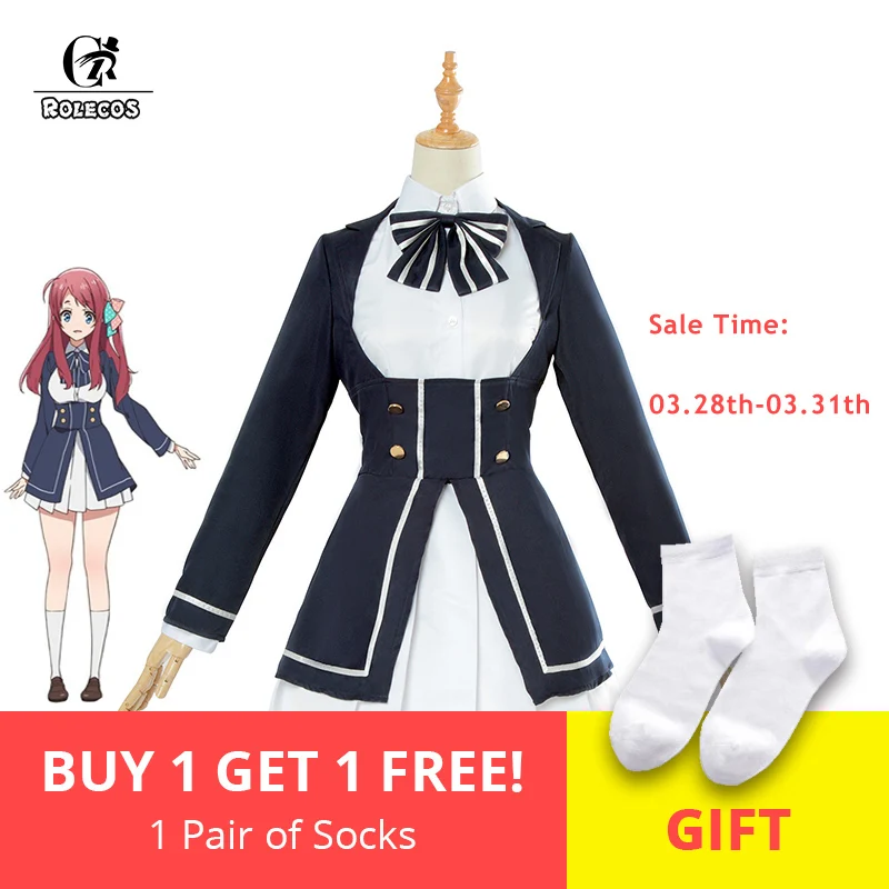 

ROLECOS Anime Zombieland Saga Cosplay Costume Sakura Minamoto Cosplay Dress Women Blue Uniform Sweet Lolita Dress Outfit