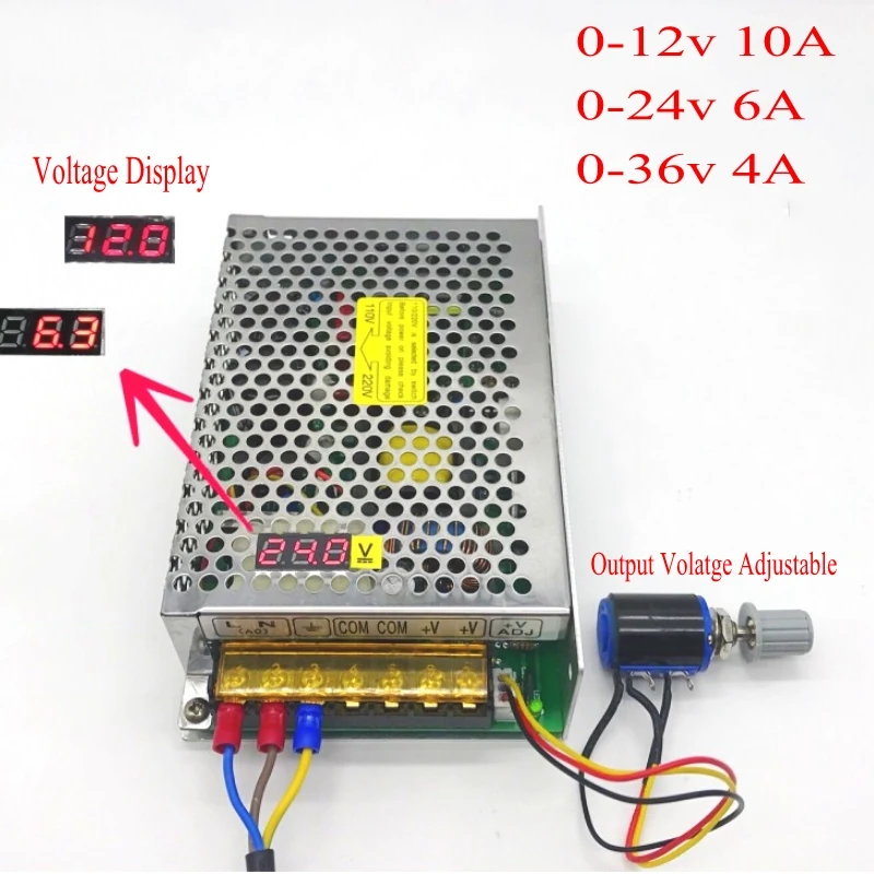 

Digital display AC 220v 110v to DC 12V 24V 36V 150W Adjustable Voltage Regulated Transformer Switching Power Supply LED Driver