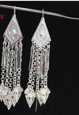 Классические серебряные серьги с длинной кисточкой в стиле чаньнань серебряным