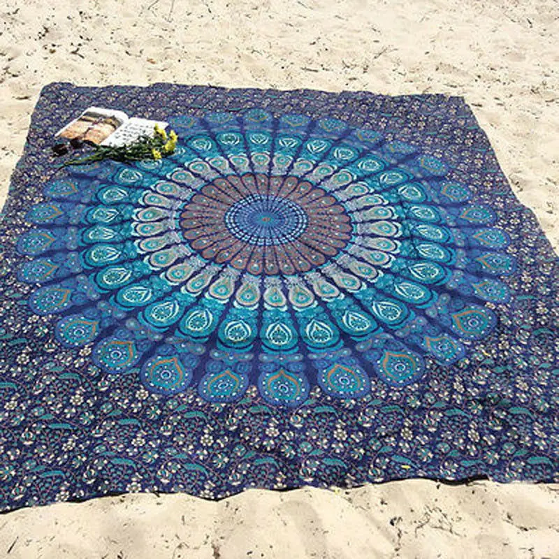 

New 3 Colors Portable Movable Boho India Mandala Chiffon Tapestry Wall Hanging Bed Manta Beach Towel 210X150cm