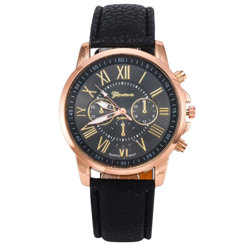 

2016 new Geneva famous brand watches women fashion leather strap ladies analog quartz watch three eyes hour clock montre femme