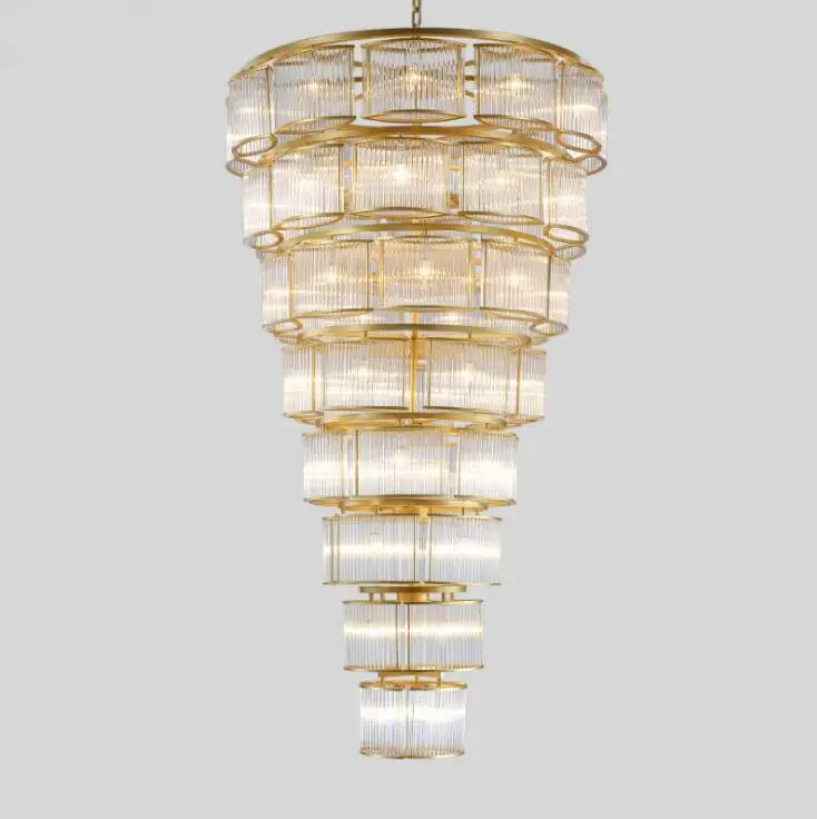 

Designer villa hotel engineering custom chandelier post modern minimalist creative round multi-layer glass chandelier