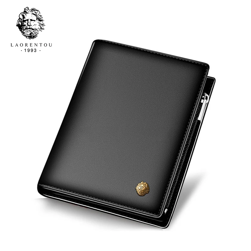 LAORENTOU Cow Leather Men Short font b Wallet b font Casual Genuine Leather Male font b