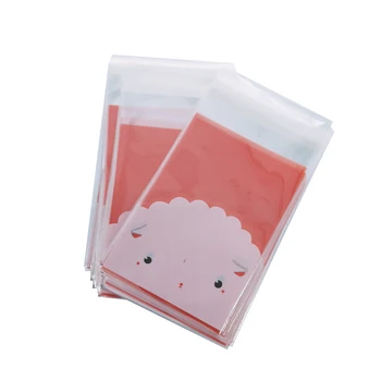 

100pcs/lot 7*10cm Kawaii Pink Little Sheep Transparent Small Bag Self-adhesive DIY Gift Food Packing Bag