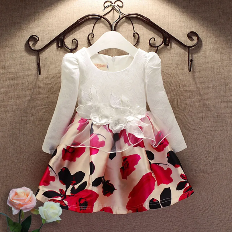 2018 Fashion jacquard Spring and Autumn long-sleeved lace print dress princess party baby girl dresses girl clothes 3-7 yrs цена 2018 Fashion jacquard Spring and Autumn long-sleeved lace print dress princess party baby girl dresses girl clothes 3-7 yrs цены онлайн