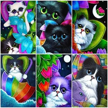 

Huacan Diamond Painting Animal Cat Diamond Embroidery Sale Full Square/Round Drill Cross Stitch Mosaic Home Decor Drop Ship