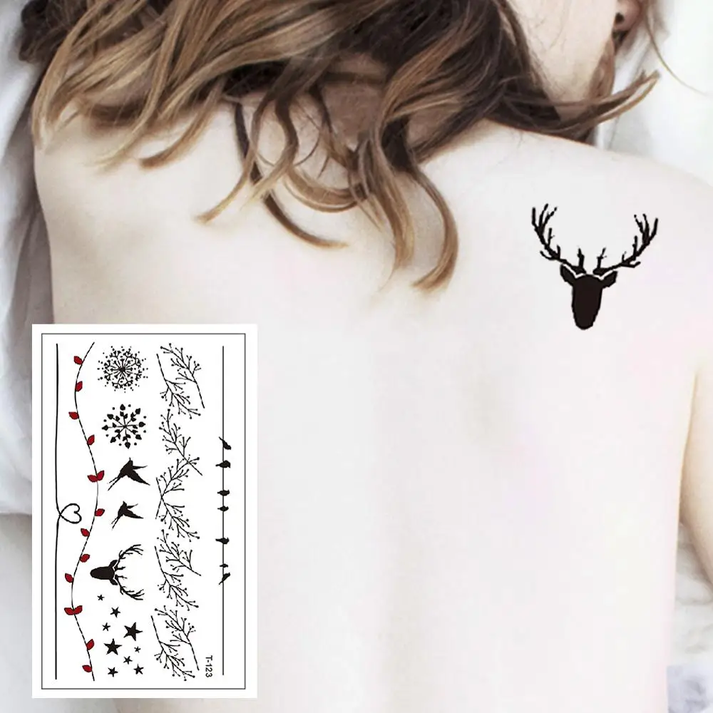 

T-123 Line pattern high quality temporary tattoo sticker detachable waterproof men's and women's fake body arm chest shoulder