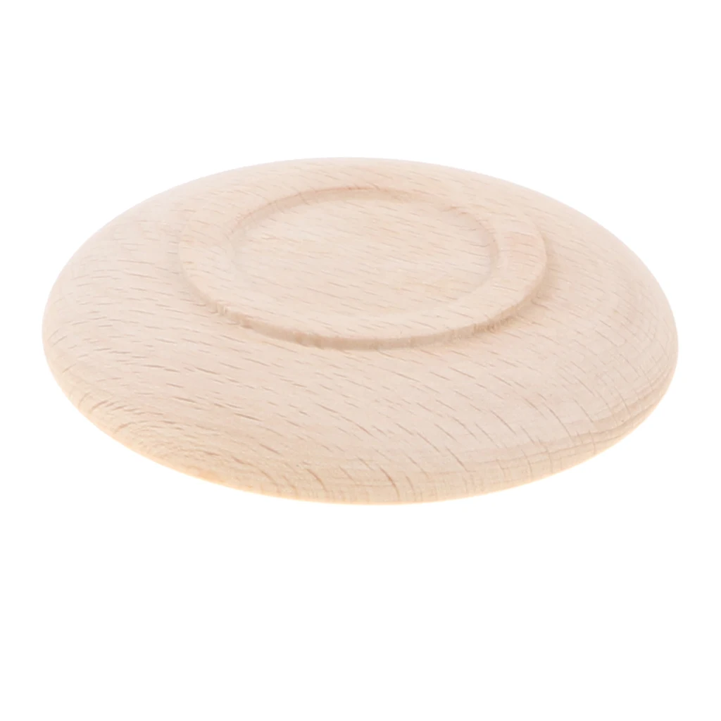 Wooden Soild Beech Saucer Dish for Tea Coffee Set Kids Toys Kitchen Picnic Party Role Pretend Play Game Tools Tableware