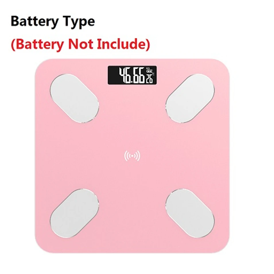 Лидер продаж, весы для ванной, умные весы, бытовые, Премиум поддержка, Bluetooth, приложение, процент жира, цифровые весы для взвешивания жира - Цвет: Pink Using battery