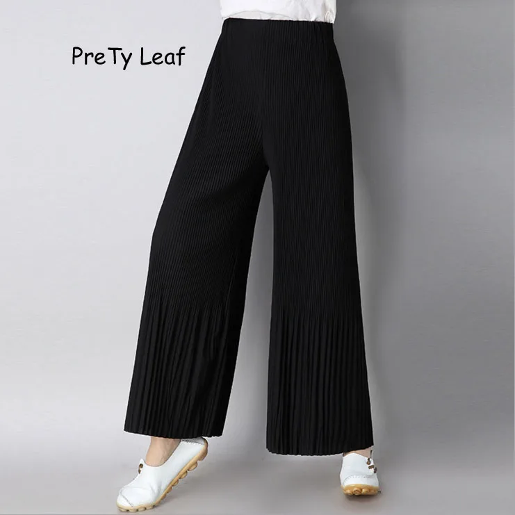 2018 spring and summer pleated chiffon wide leg pants|wide leg pants ...