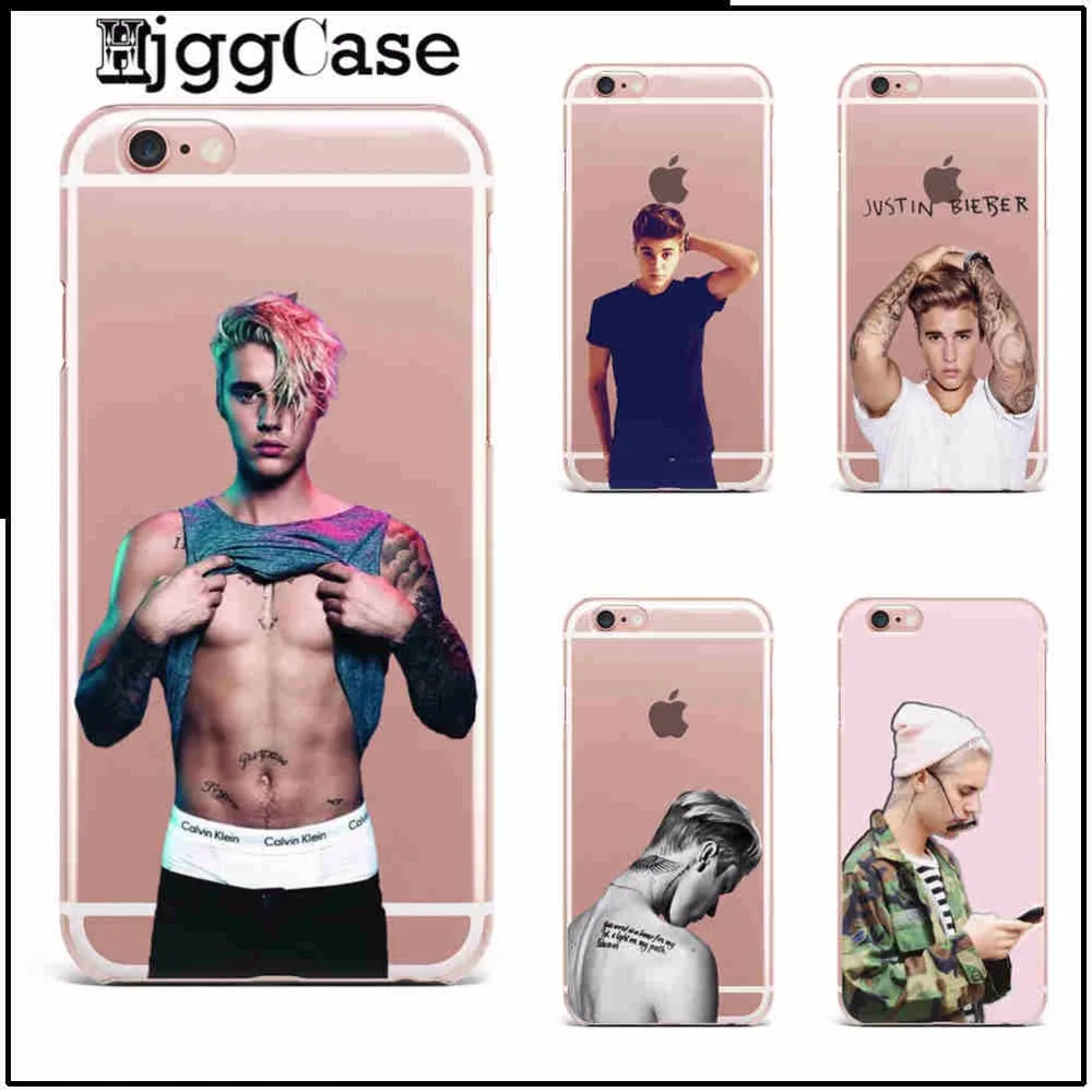

Justin Bieber Fashion singer cover for Apple iphone X 6 6S 7 7plus 8 plus5S SE Clear Transparent TPU soft phone case cover