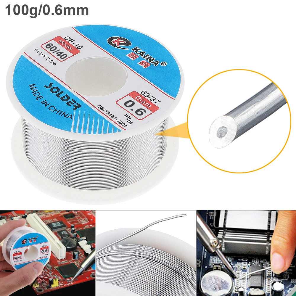 60/40 100g 0.6mm Tin Fine Wire Core 2 Flux Welding Solder Wire with