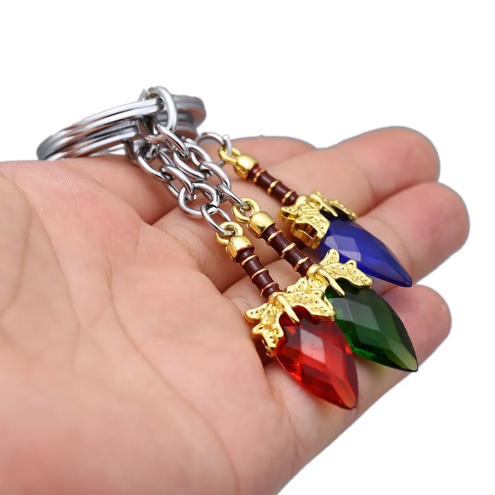 

HSIC DOTA 2 Keychain Aghanim's Scepter Key chain 3 Color Crystal Key Ring Llavero Chaveiro Pendant Keychains Men Jewelry HC12208