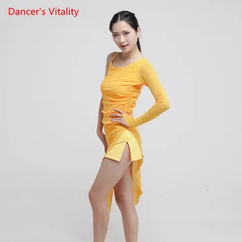 

Professional Women Latin Dance Dress Irregular Back Sling Dress For Lady's Ballroom Dancing Performance/Practice Clothing
