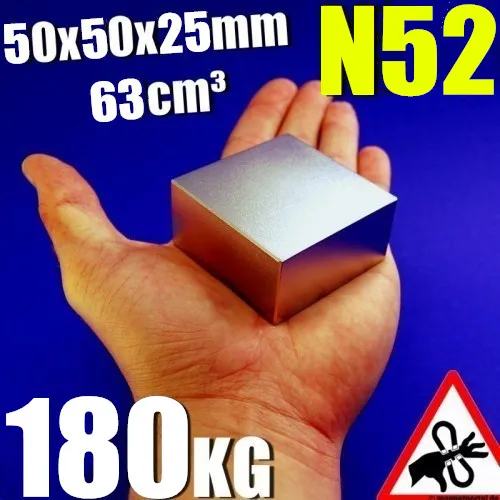 

3pcs/lot Block 50x50x25mm Super Powerful Strong Rare Earth Neodymium Magnet