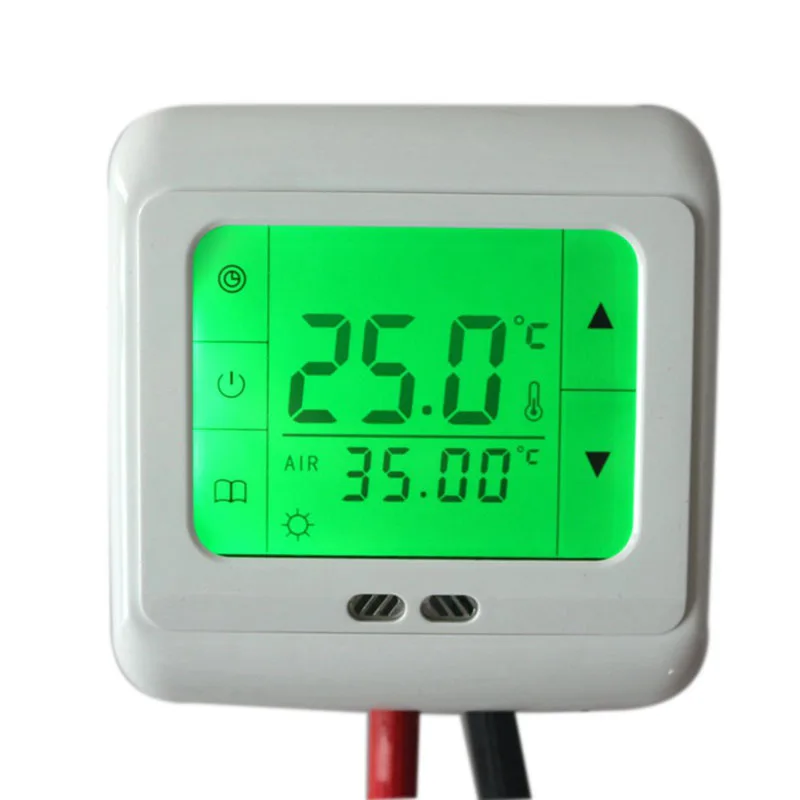 Цифровой регулятор температуры с сенсорным экраном термостат для подогрева пола механический комнатный регулятор температуры с автоматическим управлением - Цвет: Зеленый