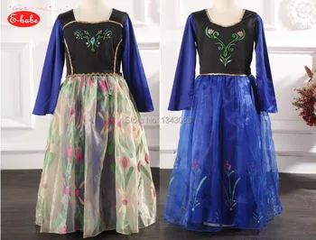 

&E-babe&Wholesale new 2016 autumu summer girl Long sleeve dress Costume Princess flower Dress FreeShipping