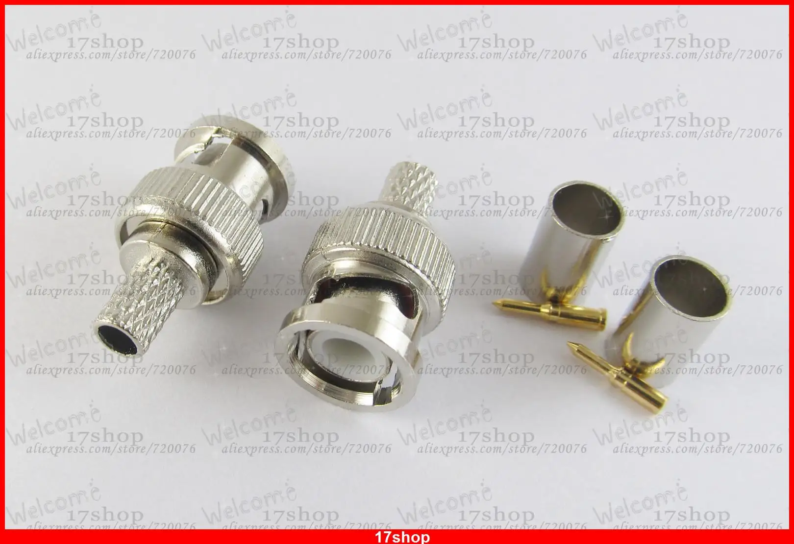 

100 Sets 3 Piece BNC Male Crimp For RG59 RG-59 Coaxial Cable Connector Plugs