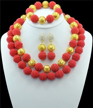 

Hot Sale Nigerian Wedding African Beads Jewelry Set Imitation Pearl Necklace African Costume Bridal Jewelry Sets Free Shipping