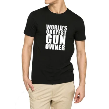 

Mens World's Okayest Gun owner Casual T-Shirts Men Tee