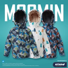 Moomin/Новинка года; зимняя теплая куртка для девочек с хлопковым наполнителем; Водонепроницаемая зимняя куртка из плотной шерстяной ткани; детская куртка с капюшоном