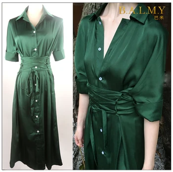 

New Women dress in the summer long aristocratic temperament of pure silk dress shirt ins over the fire