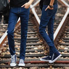 Left rom Новые мужские модные бутиковые синие тонкие джинсы для отдыха/мужские высококачественные однотонные Узкие повседневные джинсы мужские брюки