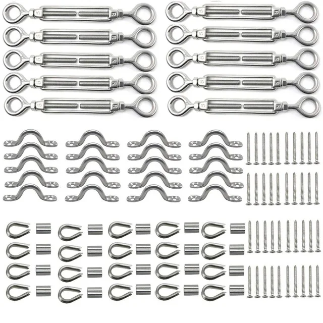 

10-Pack Cable Railing Kits, 1/8 Heavy Duty Stainless Steel Cable Railing Hardware, for Wood Posts, DIY Balustrade, with Jaw Turn