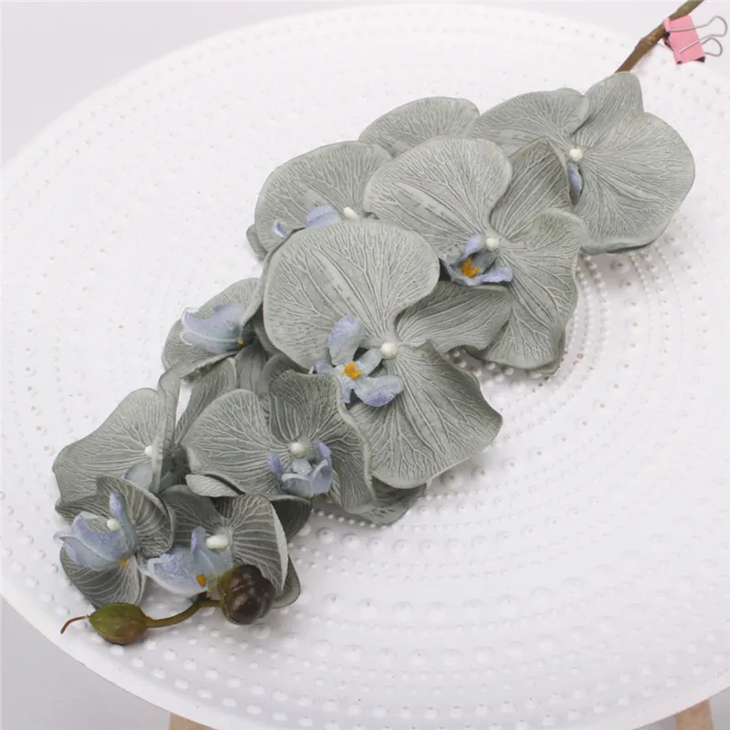 95 см большой искусственный цветок фаленопсис высокого качества Шелковый цветок искусственная Орхидея домашний Декор Сделай Сам Свадьба Рождественский подарок - Цвет: gray