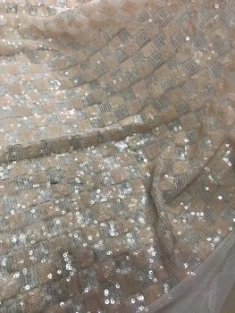 

Hot selling african sequins lace fabric J-121133 embroidered tulle mesh lace fabric