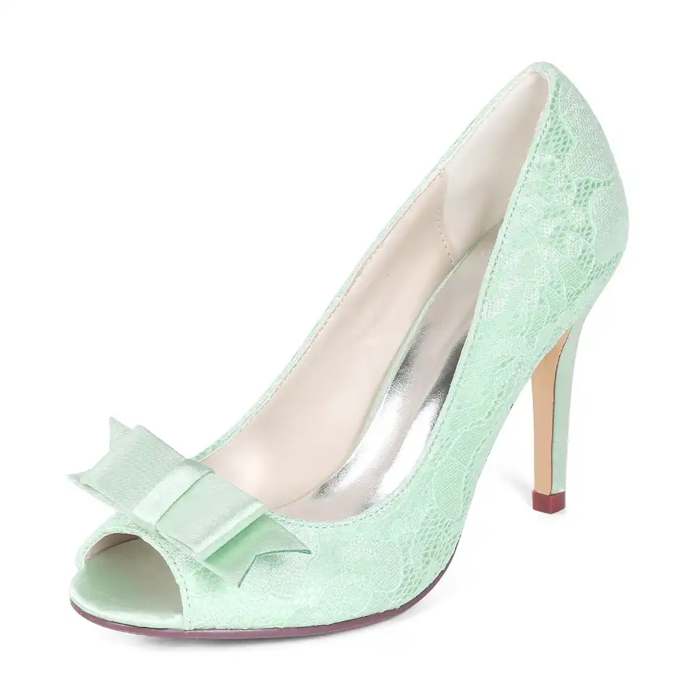 green lace heels