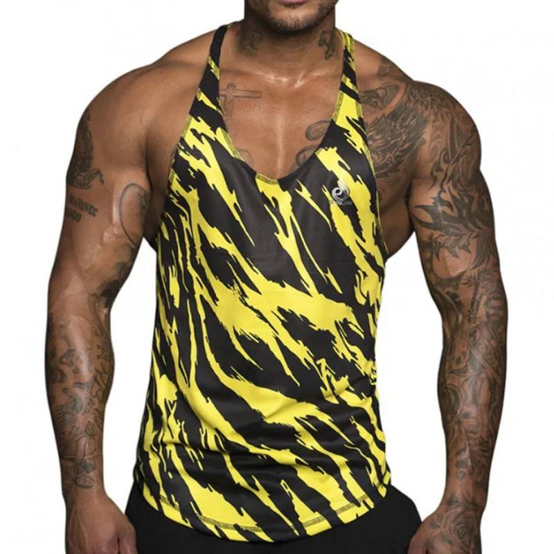 

Polyester quick-drying sports tank top summer men's gym training running vest 3d print quality tank top men's best running vest