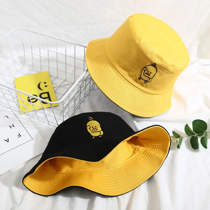 Мужская и женская желтая утка Двусторонняя Панама шляпа Bob для мальчиков и девочек модная хип-хоп летняя Солнцезащитная шляпа Рыбацкая шляпа Панама