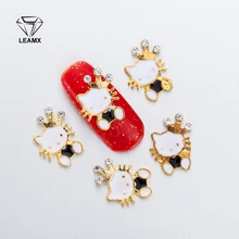 10 шт 3d-украшения для ногтей металла в форме Хеллоу Китти Стразы для ногтей амулеты бриллианты для маникюра декора