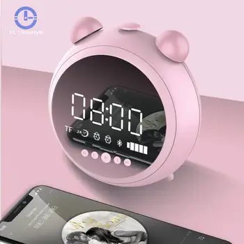 

Alarm Clock HD Mirror With Night Light Fm Radio Wireless Bluetooth Speaker Support AUX Tf Player Kids Clocks LED Digital