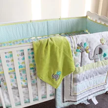 4 шт. детские постельные принадлежности сафари слон шаблон хлопок стеганые простыни шерсть одеяла пыли рюшами Детские постельные принадлежности