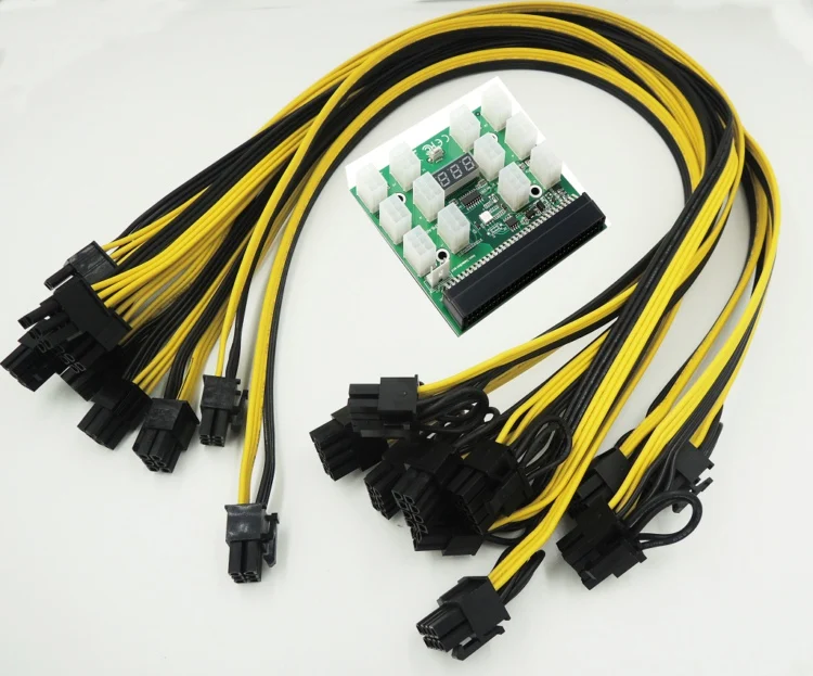12 шт. 60 см PCI E 6pin к 8(2 + 6)pin удлинитель силового кабеля Ethereum ETH ZEC блок питания для