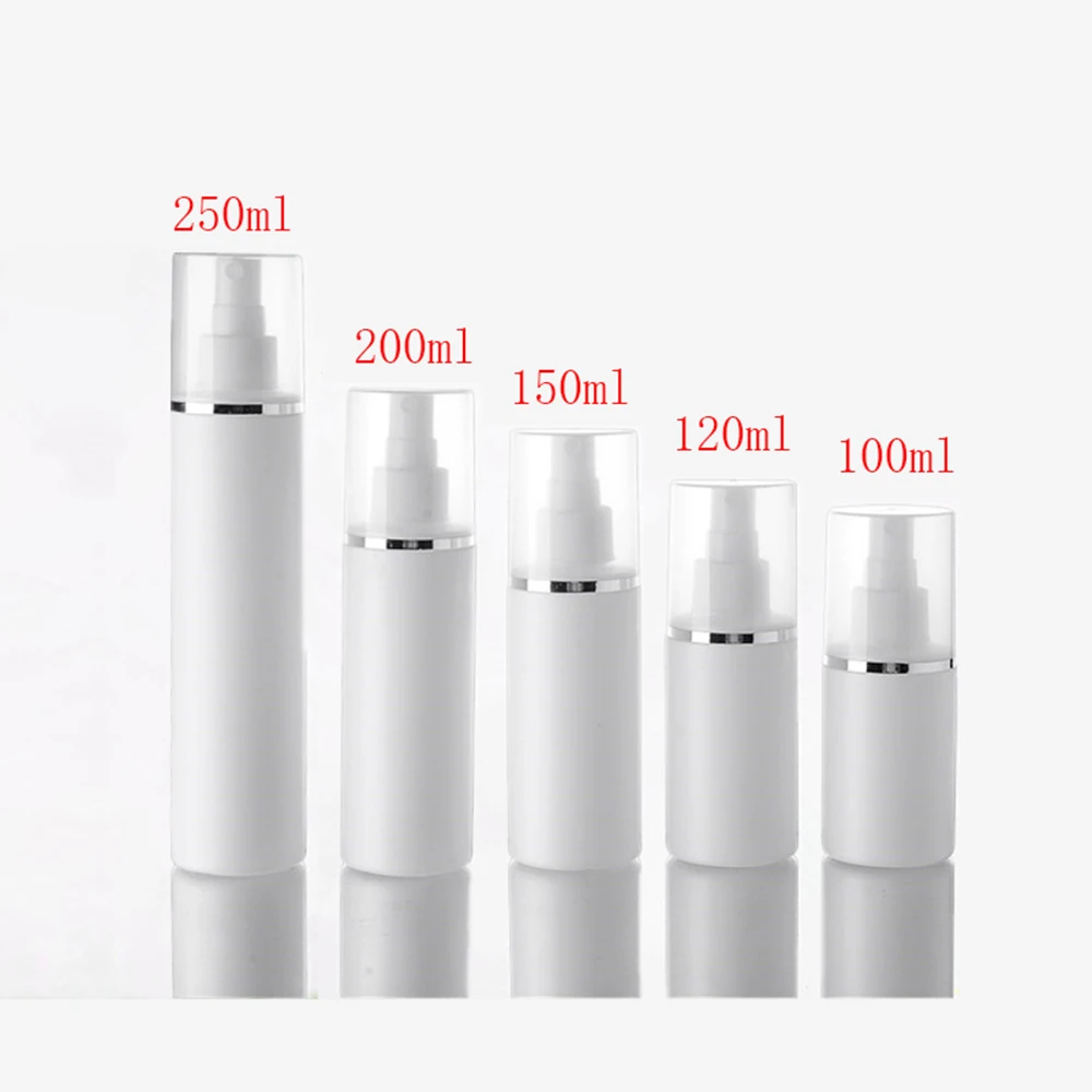 

100ml 120ml 150ml 200ml 250ml White Mist Sprayer Toilet Water Bottle Plastic Perfume Refillable Bottles For Cosmetics Cleaning