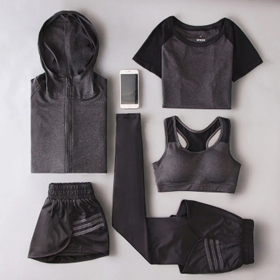 

5 PCS Yoga Set Women Gym Wear Fitness Clothing Breathable Yoga Workout Sport Clothes Plus Size Sportwear Women Jogging Suits